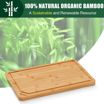 Extra Large Organic Bamboo Cutting Boards for Kitchen, 17.5"x12" | Wood XL Cutting Board with Juice Groove and Handles, Charcuterie Butcher Block Serving & Chopping Board, Pre Oiled