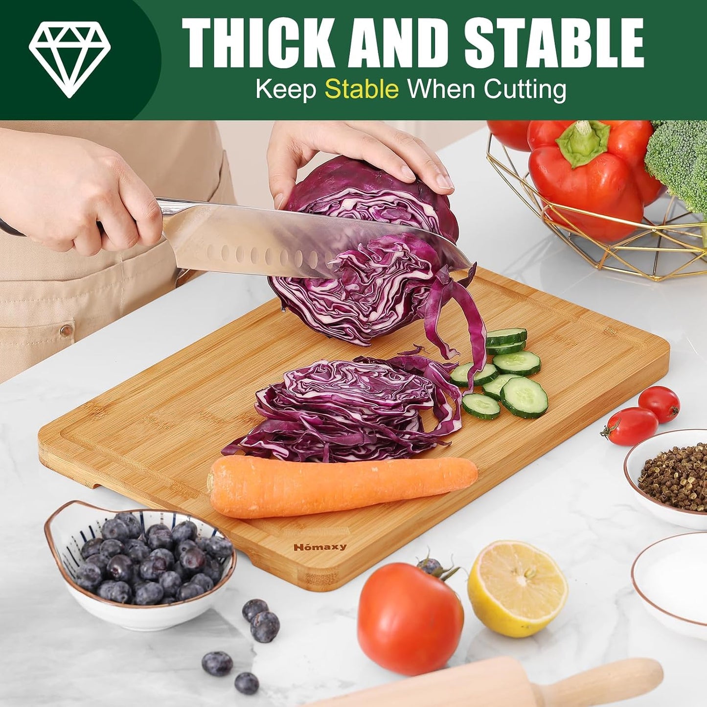 Extra Large Organic Bamboo Cutting Boards for Kitchen, 17.5"x12" | Wood XL Cutting Board with Juice Groove and Handles, Charcuterie Butcher Block Serving & Chopping Board, Pre Oiled