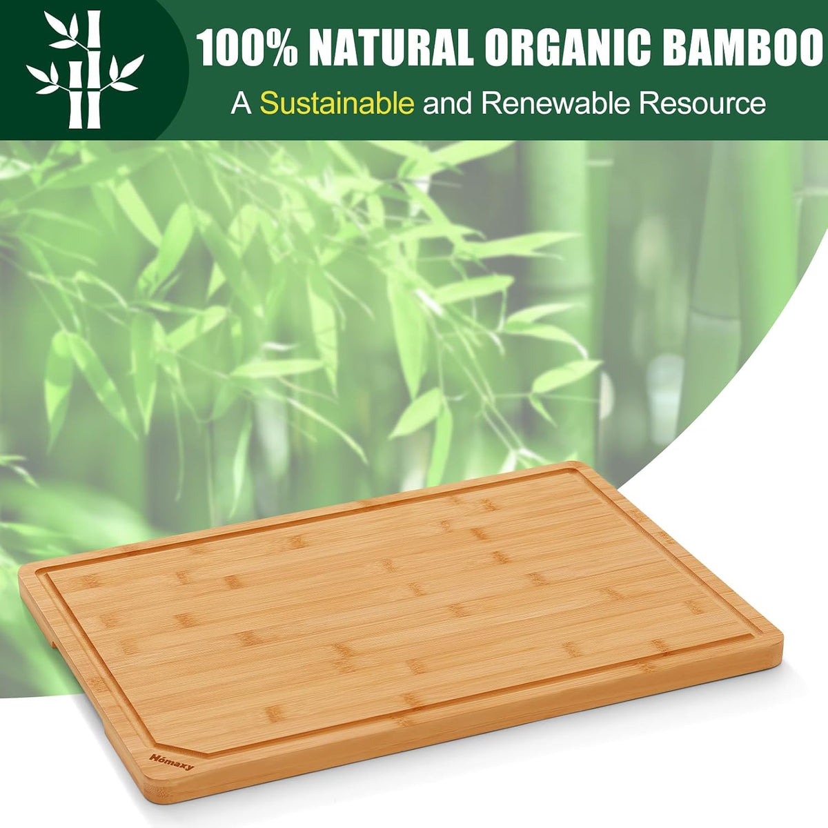 Extra Large Organic Bamboo Cutting Boards for Kitchen, 17.5"x12" | Wood XL Cutting Board with Juice Groove and Handles, Charcuterie Butcher Block Serving & Chopping Board, Pre Oiled
