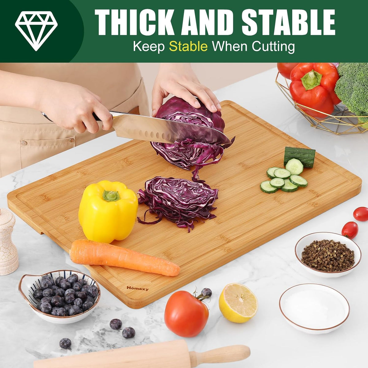 Extra Large Organic Bamboo Cutting Boards for Kitchen, 17.5"x12" | Wood XL Cutting Board with Juice Groove and Handles, Charcuterie Butcher Block Serving & Chopping Board, Pre Oiled