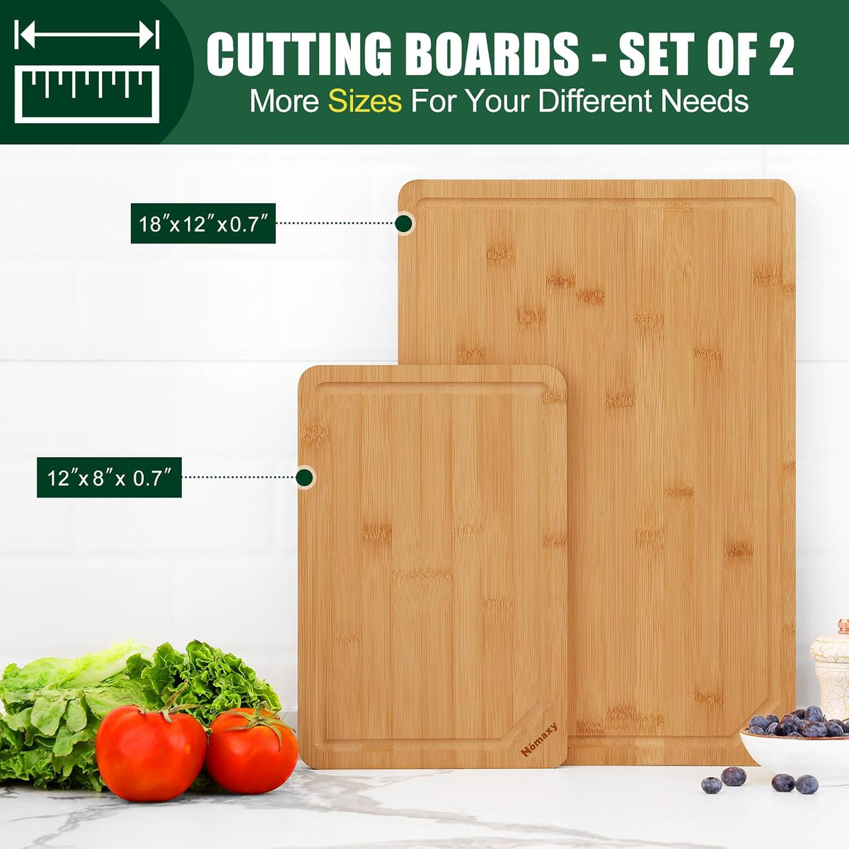 Extra Large Organic Bamboo Cutting Boards for Kitchen, 17.5"x12" | Wood XL Cutting Board with Juice Groove and Handles, Charcuterie Butcher Block Serving & Chopping Board, Pre Oiled