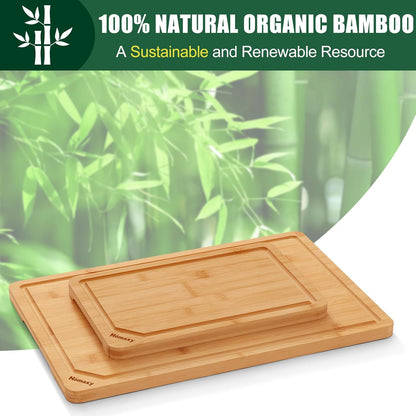 Extra Large Organic Bamboo Cutting Boards for Kitchen, 17.5"x12" | Wood XL Cutting Board with Juice Groove and Handles, Charcuterie Butcher Block Serving & Chopping Board, Pre Oiled