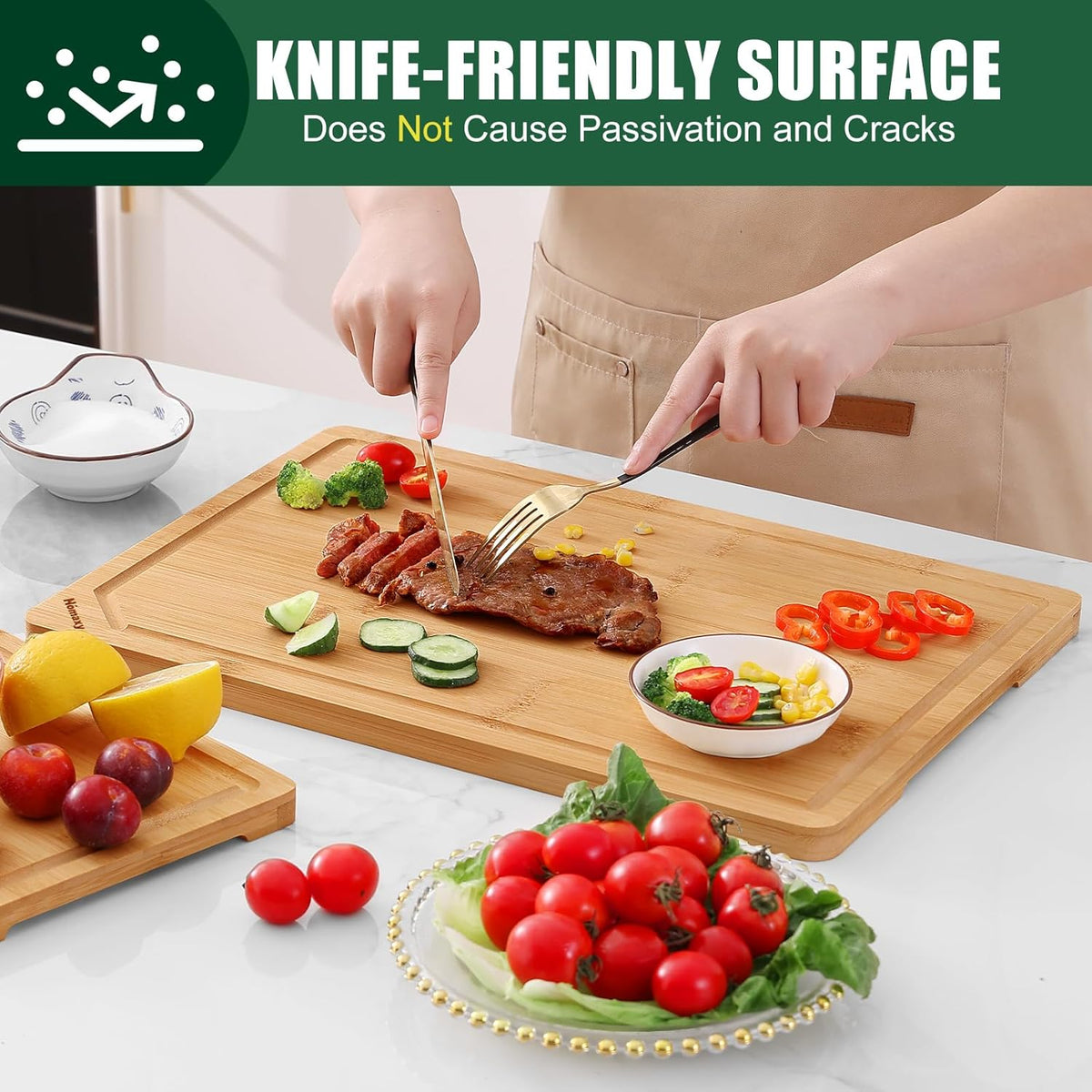 Extra Large Organic Bamboo Cutting Boards for Kitchen, 17.5"x12" | Wood XL Cutting Board with Juice Groove and Handles, Charcuterie Butcher Block Serving & Chopping Board, Pre Oiled