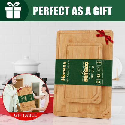 Extra Large Organic Bamboo Cutting Boards for Kitchen, 17.5"x12" | Wood XL Cutting Board with Juice Groove and Handles, Charcuterie Butcher Block Serving & Chopping Board, Pre Oiled