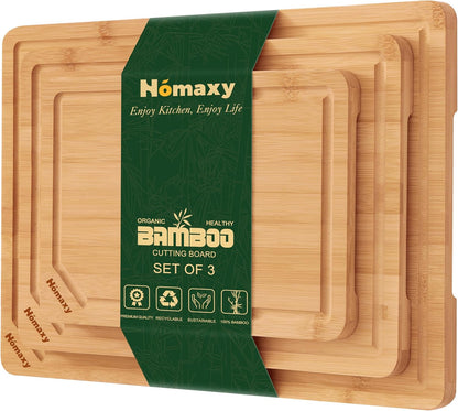 Extra Large Organic Bamboo Cutting Boards for Kitchen, 17.5"x12" | Wood XL Cutting Board with Juice Groove and Handles, Charcuterie Butcher Block Serving & Chopping Board, Pre Oiled