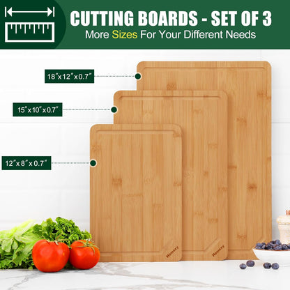 Extra Large Organic Bamboo Cutting Boards for Kitchen, 17.5"x12" | Wood XL Cutting Board with Juice Groove and Handles, Charcuterie Butcher Block Serving & Chopping Board, Pre Oiled