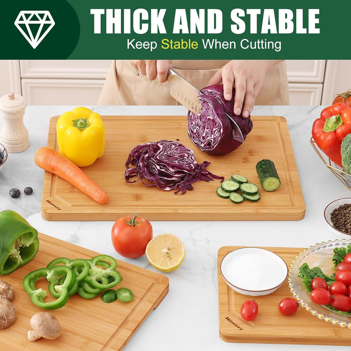 Extra Large Organic Bamboo Cutting Boards for Kitchen, 17.5"x12" | Wood XL Cutting Board with Juice Groove and Handles, Charcuterie Butcher Block Serving & Chopping Board, Pre Oiled