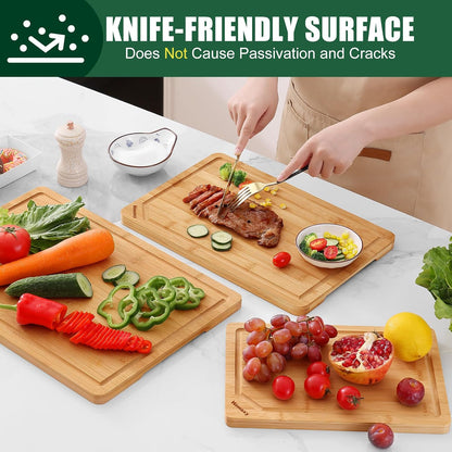 Extra Large Organic Bamboo Cutting Boards for Kitchen, 17.5"x12" | Wood XL Cutting Board with Juice Groove and Handles, Charcuterie Butcher Block Serving & Chopping Board, Pre Oiled