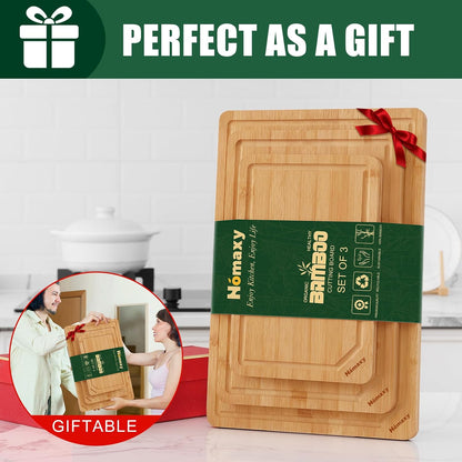 Extra Large Organic Bamboo Cutting Boards for Kitchen, 17.5"x12" | Wood XL Cutting Board with Juice Groove and Handles, Charcuterie Butcher Block Serving & Chopping Board, Pre Oiled