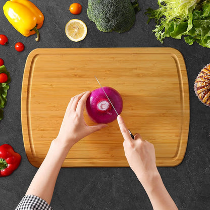 Extra Large Organic Bamboo Cutting Boards for Kitchen, 17.5"x12" | Wood XL Cutting Board with Juice Groove and Handles, Charcuterie Butcher Block Serving & Chopping Board, Pre Oiled
