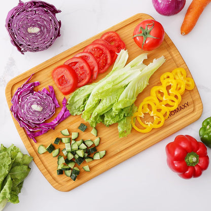Extra Large Organic Bamboo Cutting Boards for Kitchen, 17.5"x12" | Wood XL Cutting Board with Juice Groove and Handles, Charcuterie Butcher Block Serving & Chopping Board, Pre Oiled