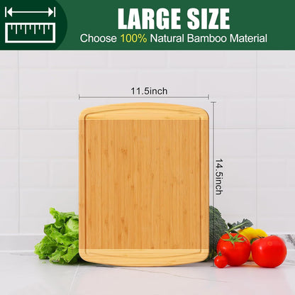 Extra Large Organic Bamboo Cutting Boards for Kitchen, 17.5"x12" | Wood XL Cutting Board with Juice Groove and Handles, Charcuterie Butcher Block Serving & Chopping Board, Pre Oiled