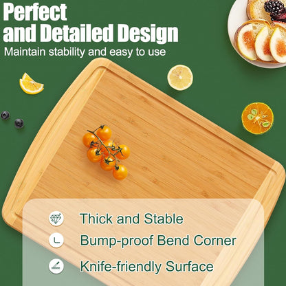 Extra Large Organic Bamboo Cutting Boards for Kitchen, 17.5"x12" | Wood XL Cutting Board with Juice Groove and Handles, Charcuterie Butcher Block Serving & Chopping Board, Pre Oiled