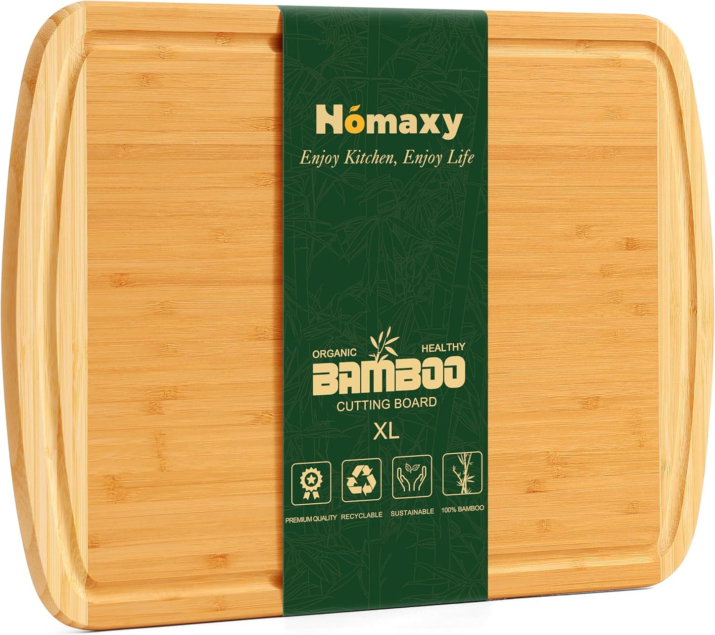 Extra Large Organic Bamboo Cutting Boards for Kitchen, 17.5"x12" | Wood XL Cutting Board with Juice Groove and Handles, Charcuterie Butcher Block Serving & Chopping Board, Pre Oiled