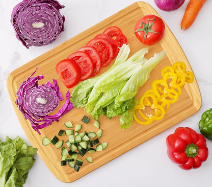 Extra Large Organic Bamboo Cutting Boards for Kitchen, 17.5"x12" | Wood XL Cutting Board with Juice Groove and Handles, Charcuterie Butcher Block Serving & Chopping Board, Pre Oiled