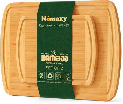 Extra Large Organic Bamboo Cutting Boards for Kitchen, 17.5"x12" | Wood XL Cutting Board with Juice Groove and Handles, Charcuterie Butcher Block Serving & Chopping Board, Pre Oiled