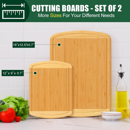 Extra Large Organic Bamboo Cutting Boards for Kitchen, 17.5"x12" | Wood XL Cutting Board with Juice Groove and Handles, Charcuterie Butcher Block Serving & Chopping Board, Pre Oiled