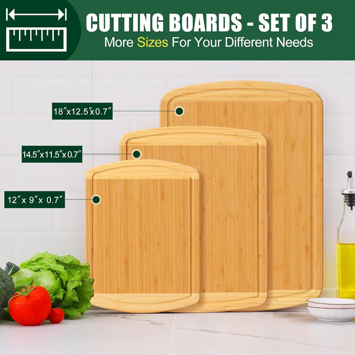 Extra Large Organic Bamboo Cutting Boards for Kitchen, 17.5"x12" | Wood XL Cutting Board with Juice Groove and Handles, Charcuterie Butcher Block Serving & Chopping Board, Pre Oiled