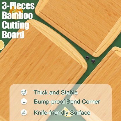Extra Large Organic Bamboo Cutting Boards for Kitchen, 17.5"x12" | Wood XL Cutting Board with Juice Groove and Handles, Charcuterie Butcher Block Serving & Chopping Board, Pre Oiled
