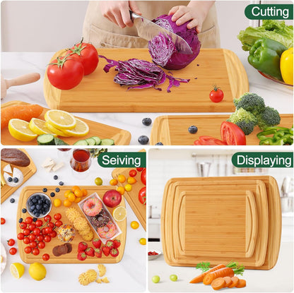 Extra Large Organic Bamboo Cutting Boards for Kitchen, 17.5"x12" | Wood XL Cutting Board with Juice Groove and Handles, Charcuterie Butcher Block Serving & Chopping Board, Pre Oiled