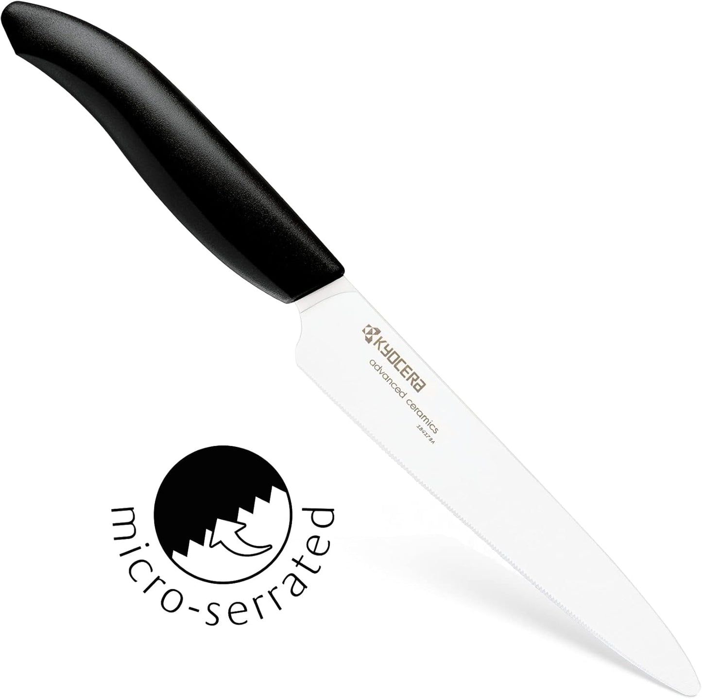 Advanced Ceramics – Revolution Series 3-Piece Ceramic Knife Set: Includes 6-inch Chef's Knife; 5-inch Micro Serrated Knife; and 3-inch Paring Knife; Black Handles with White Blades