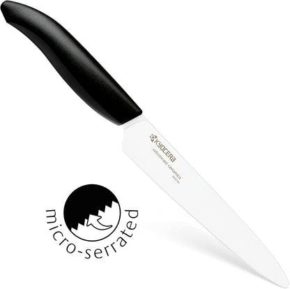 Advanced Ceramics – Revolution Series 3-Piece Ceramic Knife Set: Includes 6-inch Chef's Knife; 5-inch Micro Serrated Knife; and 3-inch Paring Knife; Black Handles with White Blades