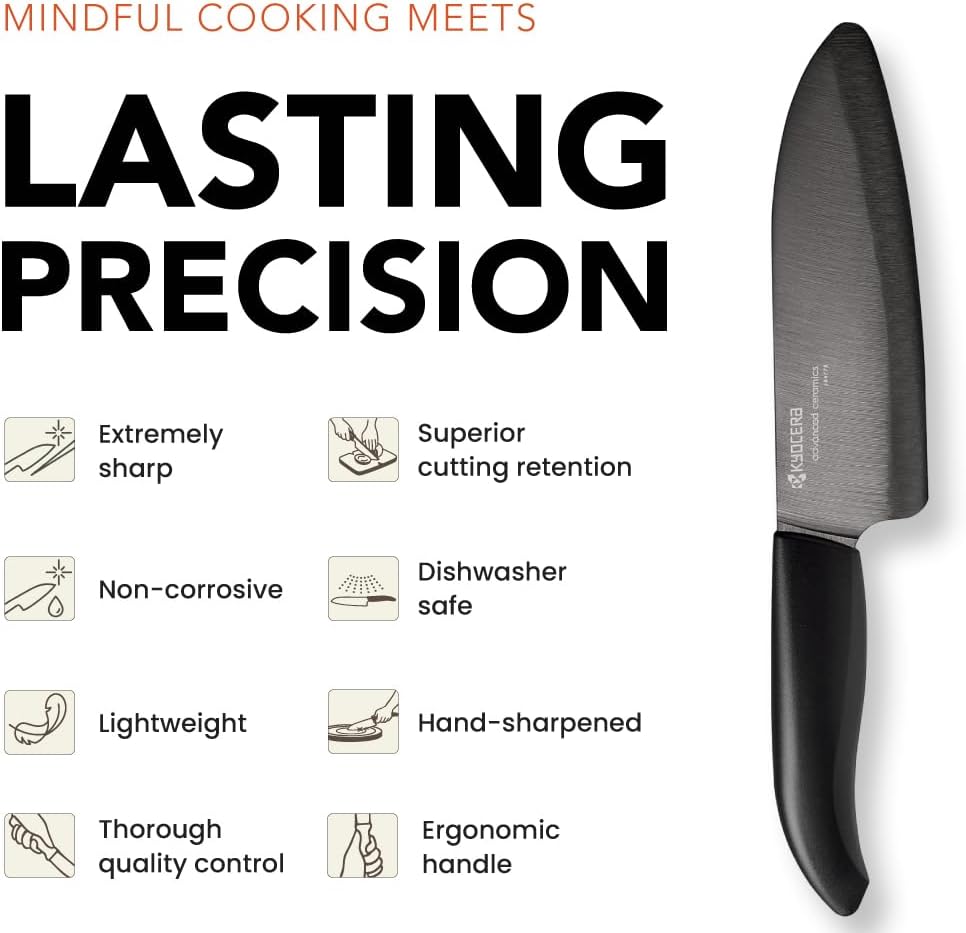 Advanced Ceramics – Revolution Series 3-Piece Ceramic Knife Set: Includes 6-inch Chef's Knife; 5-inch Micro Serrated Knife; and 3-inch Paring Knife; Black Handles with White Blades