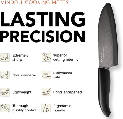 Advanced Ceramics – Revolution Series 3-Piece Ceramic Knife Set: Includes 6-inch Chef's Knife; 5-inch Micro Serrated Knife; and 3-inch Paring Knife; Black Handles with White Blades