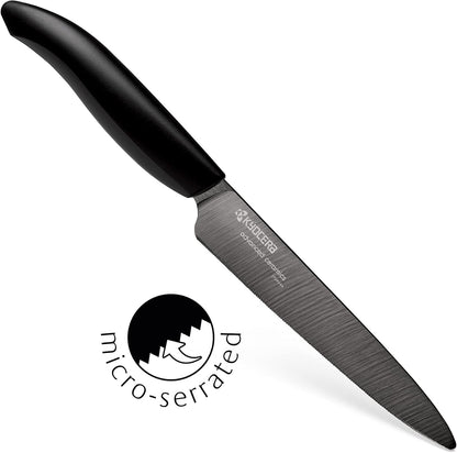 Advanced Ceramics – Revolution Series 3-Piece Ceramic Knife Set: Includes 6-inch Chef's Knife; 5-inch Micro Serrated Knife; and 3-inch Paring Knife; Black Handles with White Blades