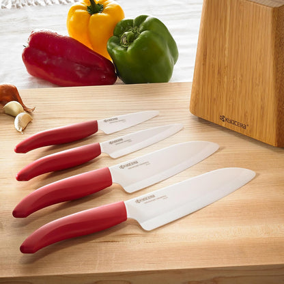 Advanced Ceramics – Revolution Series 3-Piece Ceramic Knife Set: Includes 6-inch Chef's Knife; 5-inch Micro Serrated Knife; and 3-inch Paring Knife; Black Handles with White Blades