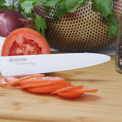 Advanced Ceramics – Revolution Series 3-Piece Ceramic Knife Set: Includes 6-inch Chef's Knife; 5-inch Micro Serrated Knife; and 3-inch Paring Knife; Black Handles with White Blades