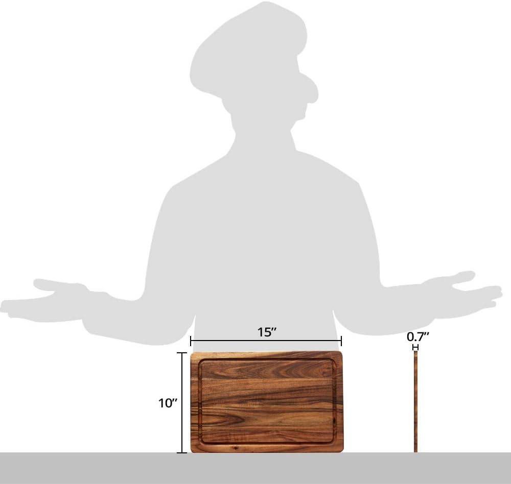 Wooden Cutting Board for Kitchen Acacia Wood Chopping Board serving board for Meat, Vegetables, Fruit and Cheese board large size 15x10 Inches cutting boards