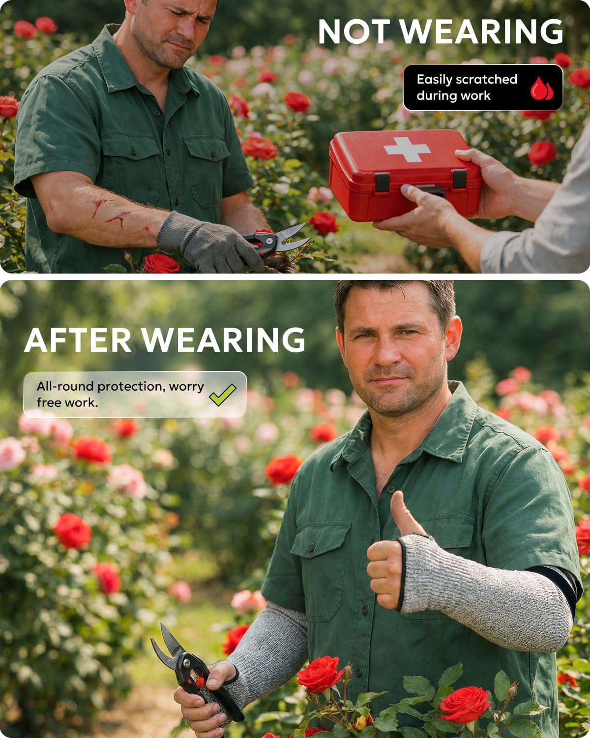Protective Arm Sleeves Arm Protectors for Thin Skin and Bruising Farmers,Gardening,Pet Grooming,Fragile Skin