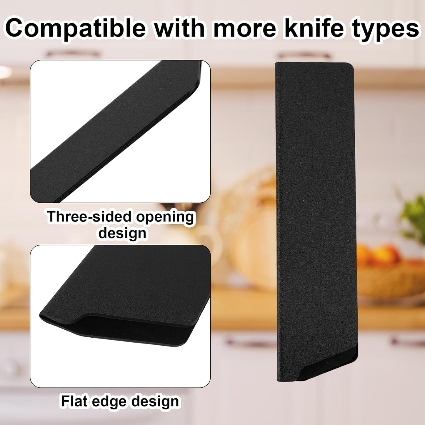 8 Inch Knife Sheath, Black ABS Chef Knife Cover with Felt Lining Universal Protector for 6-8 Inch Kitchen Knives Secure Storage Travel Blade Sleeves Roll Holster Accessories Part Replacement