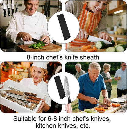 8 Inch Knife Sheath, Black ABS Chef Knife Cover with Felt Lining Universal Protector for 6-8 Inch Kitchen Knives Secure Storage Travel Blade Sleeves Roll Holster Accessories Part Replacement