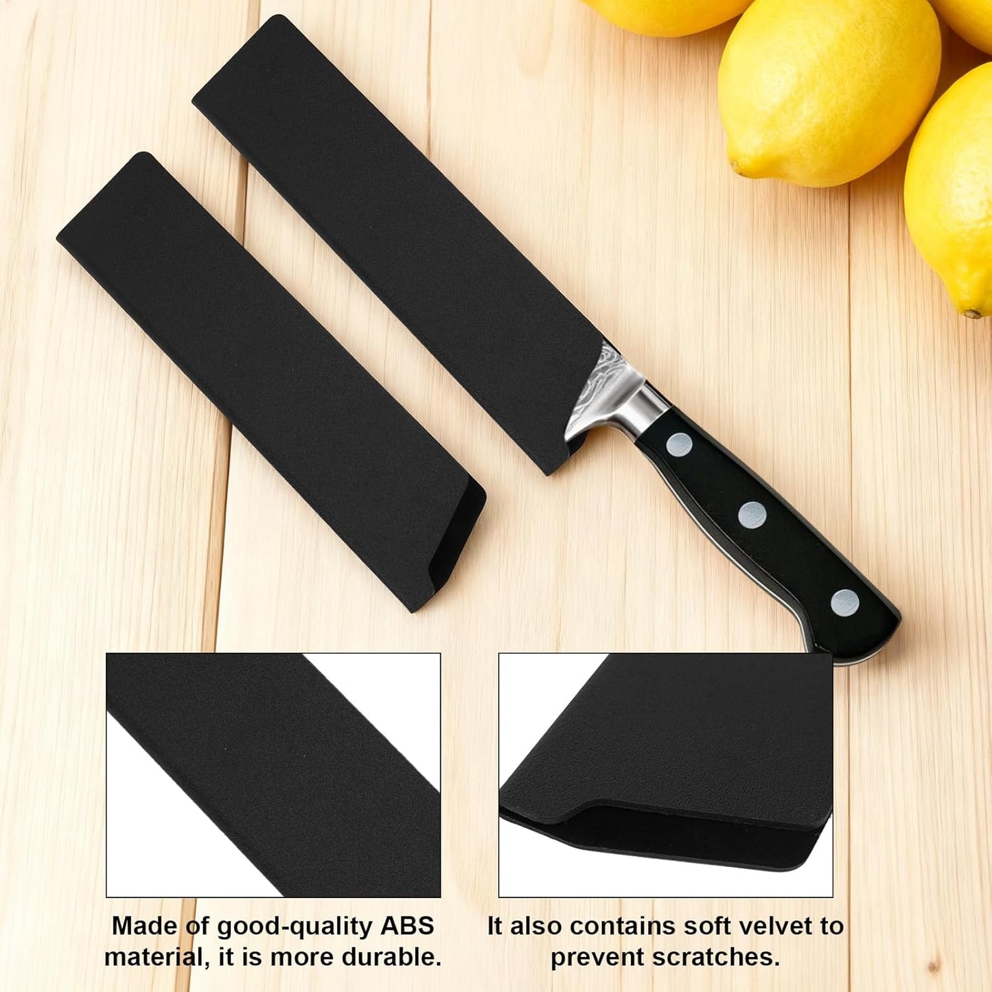 8 Inch Knife Sheath, Black ABS Chef Knife Cover with Felt Lining Universal Protector for 6-8 Inch Kitchen Knives Secure Storage Travel Blade Sleeves Roll Holster Accessories Part Replacement
