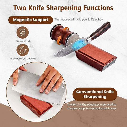 Rolling Knife Sharpener Kit with Ceramic Discs and Diamond | Knife Sharpening Tool,15° and 20° Magnetic Angle,Kitchen Tumbler Knife Sharpener Kit for Christmas Gift