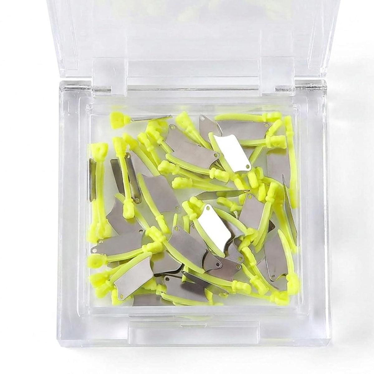 40 Pcs/Box Dental Wedge Guard with Metal Plastic Knife Interproximal Plastic Wedge Stainless Steel Plate (Small, Green)