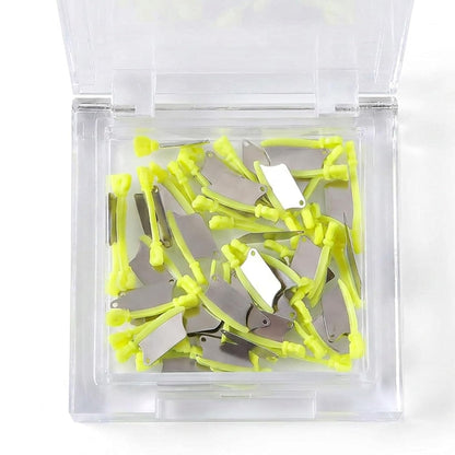 40 Pcs/Box Dental Wedge Guard with Metal Plastic Knife Interproximal Plastic Wedge Stainless Steel Plate (Small, Green)