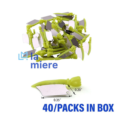 40 Pcs/Box Dental Wedge Guard with Metal Plastic Knife Interproximal Plastic Wedge Stainless Steel Plate (Small, Green)