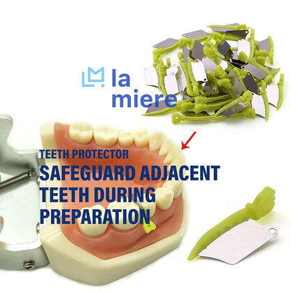 40 Pcs/Box Dental Wedge Guard with Metal Plastic Knife Interproximal Plastic Wedge Stainless Steel Plate (Small, Green)