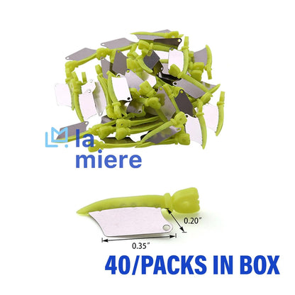40 Pcs/Box Dental Wedge Guard with Metal Plastic Knife Interproximal Plastic Wedge Stainless Steel Plate (Small, Green)