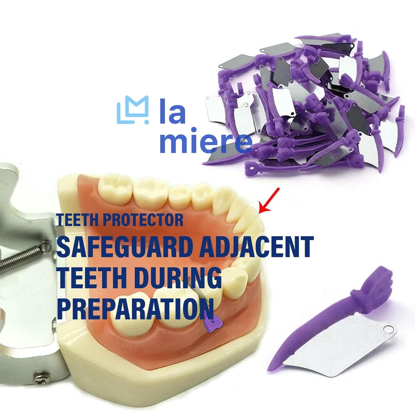 40 Pcs/Box Dental Wedge Guard with Metal Plastic Knife Interproximal Plastic Wedge Stainless Steel Plate (Small, Green)
