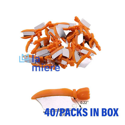40 Pcs/Box Dental Wedge Guard with Metal Plastic Knife Interproximal Plastic Wedge Stainless Steel Plate (Small, Green)