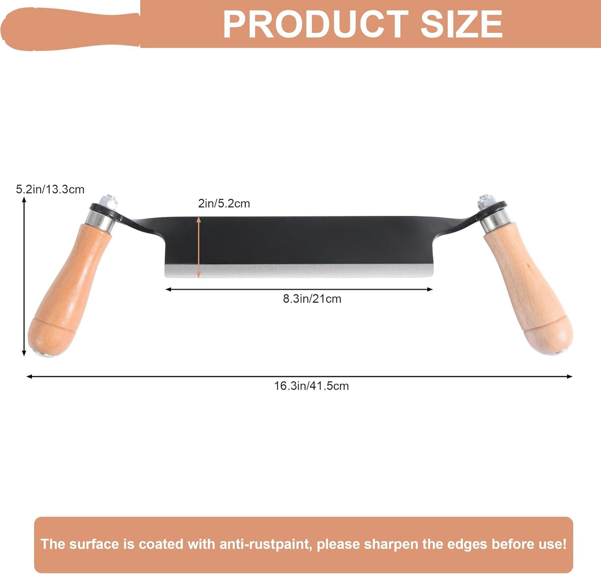8 Inch Draw Knife for Woodworking - Multi-Purpose Debarking Tool, Spoke Shave & Wood Shaving Tool, Durable & Efficient for Carving, Shaping, Log Stripping (Straight 8 in)