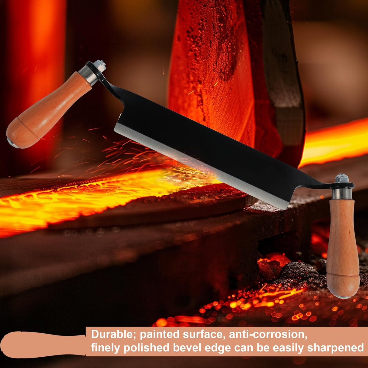 8 Inch Draw Knife for Woodworking - Multi-Purpose Debarking Tool, Spoke Shave & Wood Shaving Tool, Durable & Efficient for Carving, Shaping, Log Stripping (Straight 8 in)