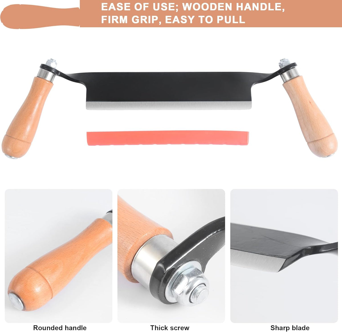 8 Inch Draw Knife for Woodworking - Multi-Purpose Debarking Tool, Spoke Shave & Wood Shaving Tool, Durable & Efficient for Carving, Shaping, Log Stripping (Straight 8 in)