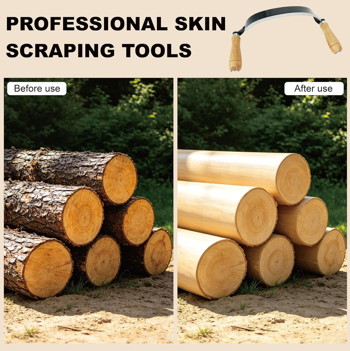 8 Inch Draw Knife for Woodworking - Multi-Purpose Debarking Tool, Spoke Shave & Wood Shaving Tool, Durable & Efficient for Carving, Shaping, Log Stripping (Straight 8 in)