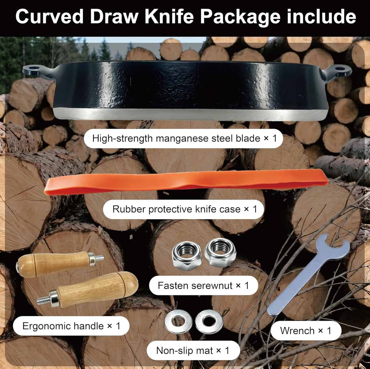 8 Inch Draw Knife for Woodworking - Multi-Purpose Debarking Tool, Spoke Shave & Wood Shaving Tool, Durable & Efficient for Carving, Shaping, Log Stripping (Straight 8 in)