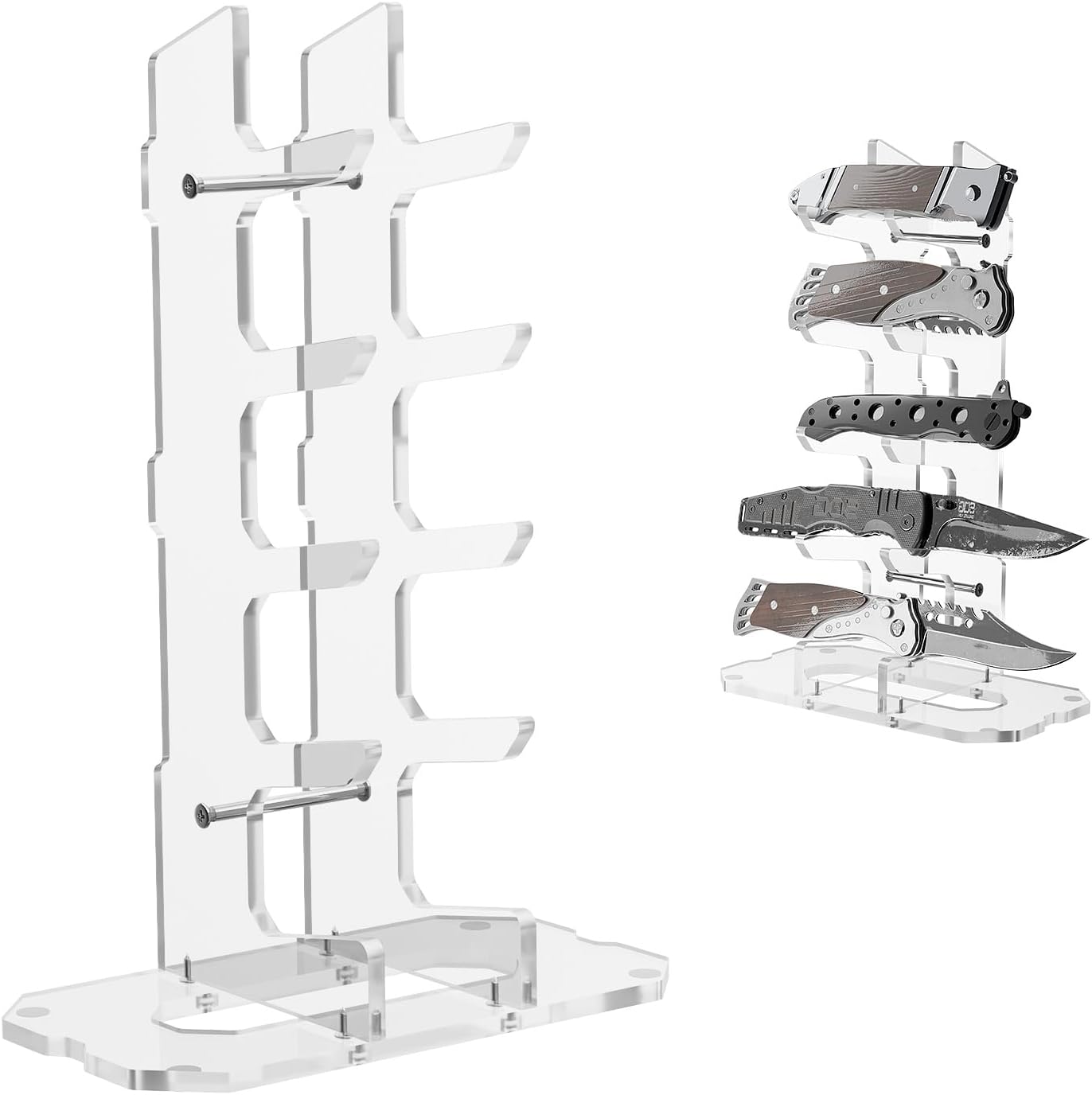Acrylic Knife Display Stand, Pocket Knife Holder EDC Knife Organizer Rack Folding Knife Display Case Multitool Storage Shelf Dagger Stand for Collection, Home Decoration (Solid Black)